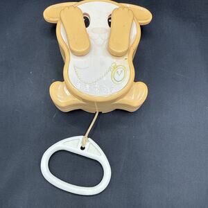VTG TOMY Musical Peek-a-Boo Bunny Baby Pull Toy 1980 Plays Brahms Lullaby Works